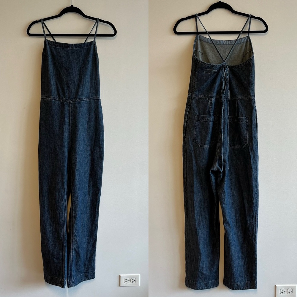 Rag & Bone Denim Tie Jumpsuit in Rinse Linen